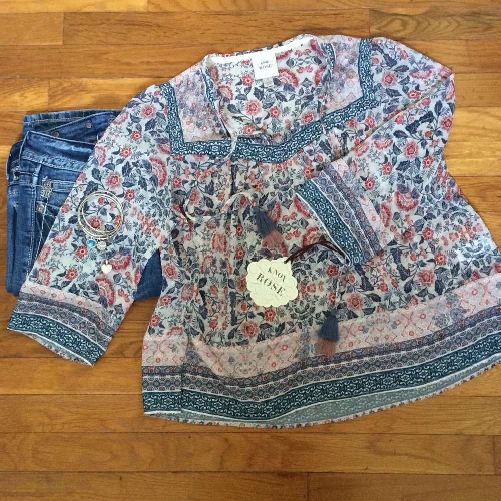 Boho Floral Chiffon Blouse
